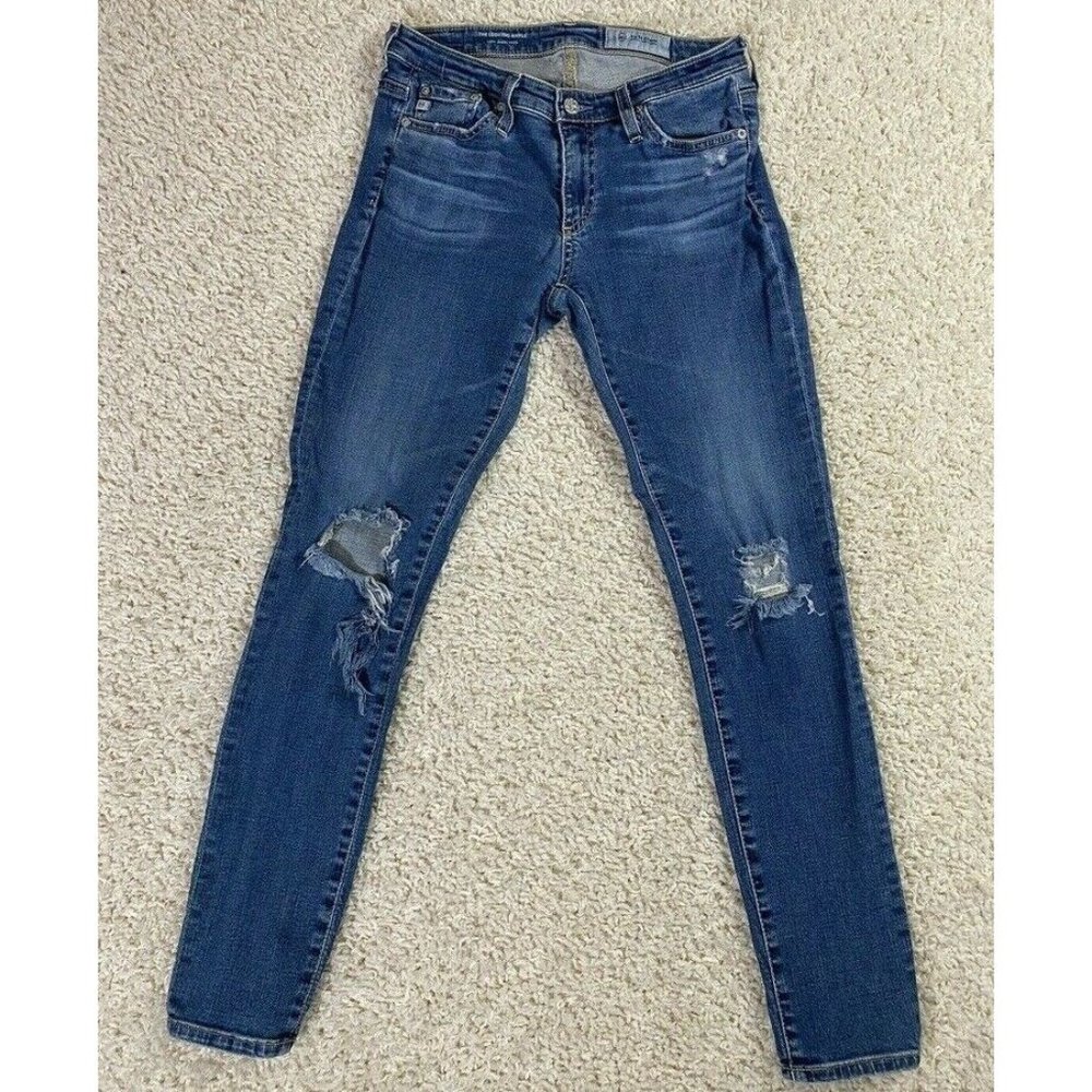 AG-ED Denim Adriano Goldschmied The Legging Super Skinny Ankle Sz 27R Distressed